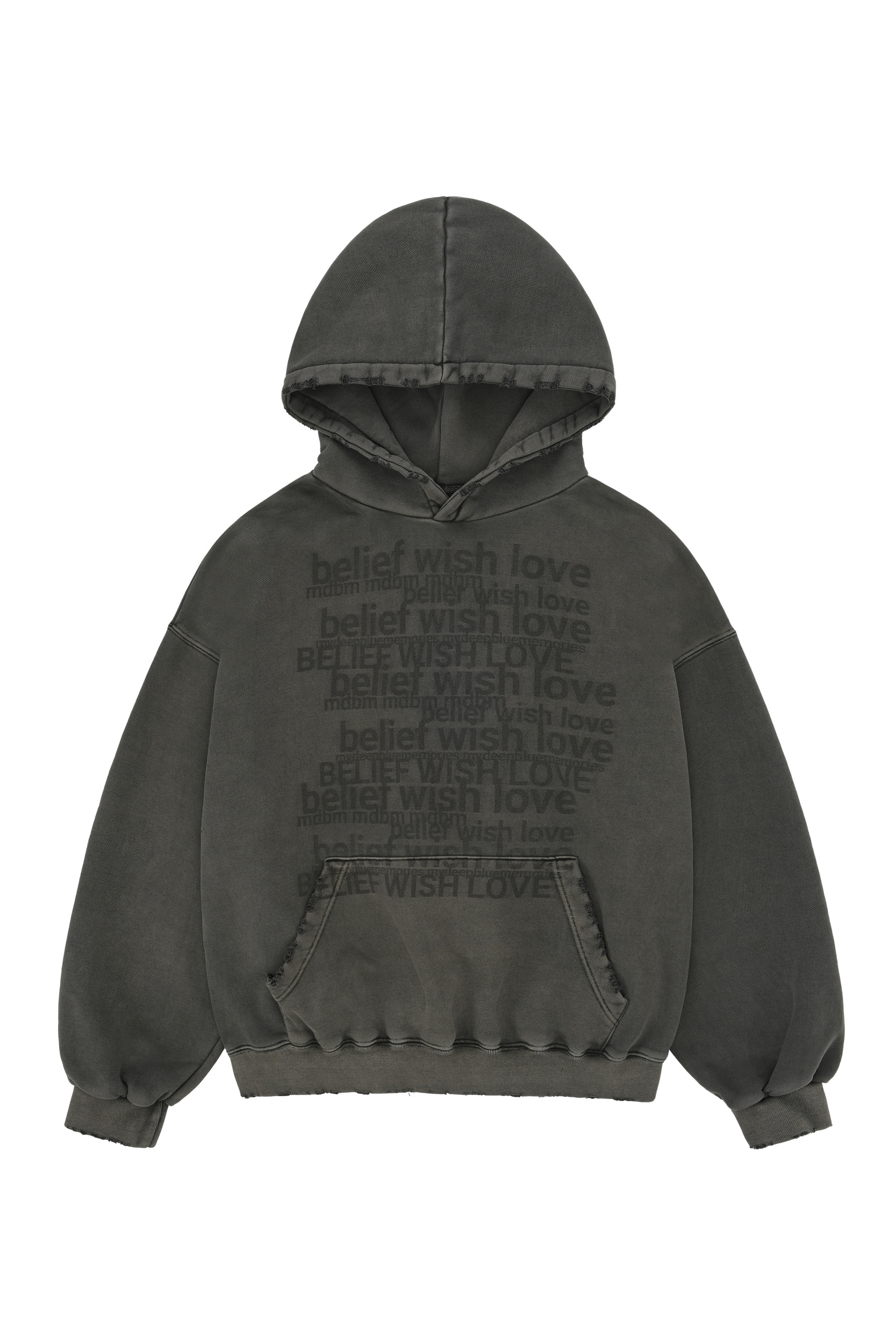 &quot;belief&quot; &quot;wish&quot; &quot;love&quot; hoodie in Charcoal